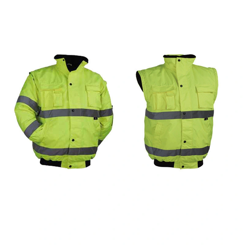 Men's Winter Safety Hi Vis Reflective Workwear Reflect Working Jacket with Removable Detachable Sleeve