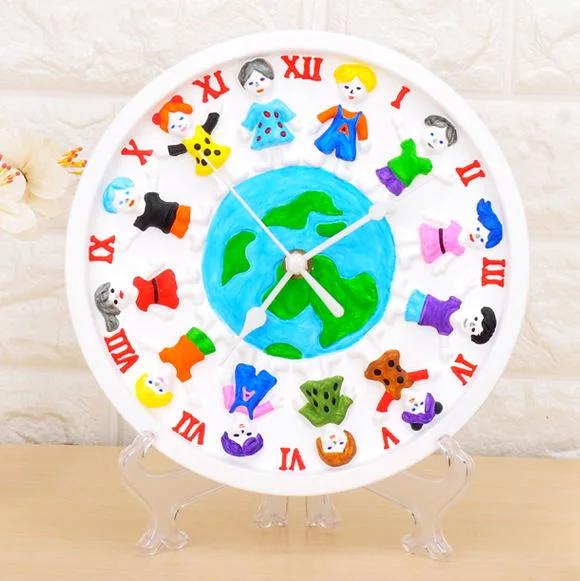 Kids Clock Toy Children Creative Early Educational Eco-Friendly Gypsum Painting