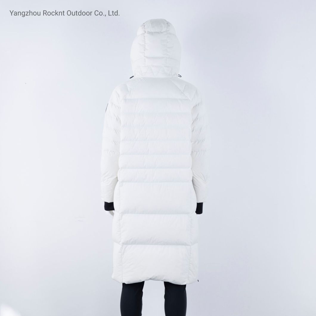 New Trend Long Sleeve White Hooded Coat Light Down Jacket for Women