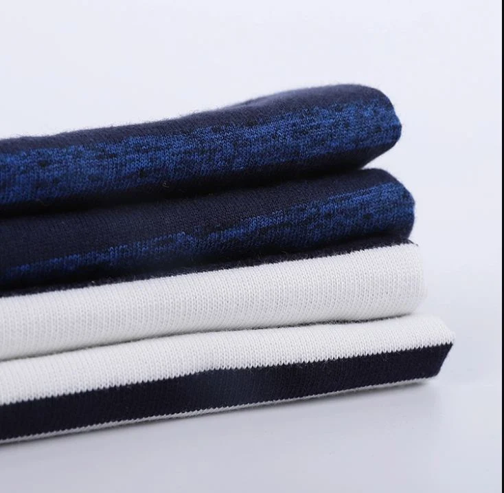 Plain Yarn Dyed Knitted 100% Cotton Feeder Stripe Jersey Fabric for Garment Trousers T-Shirt