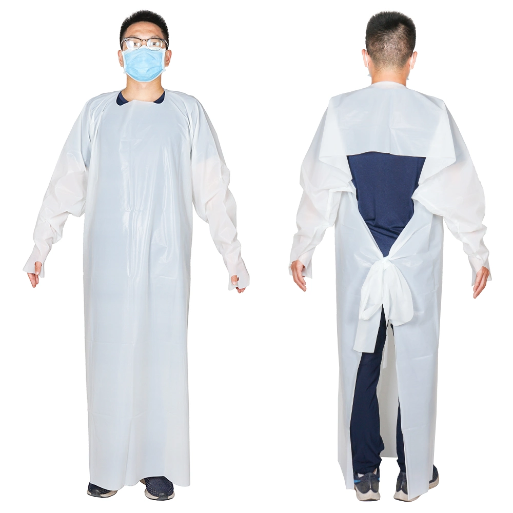 Disposable Waterproof Medical CPE Apron Disposable CPE Gown Suit Apron Individual Disposable Non Medical Protective Apron