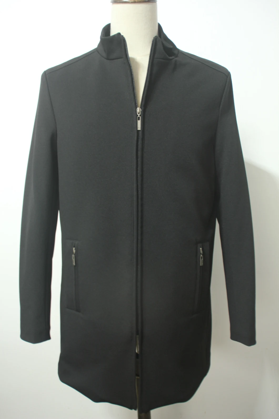 Men's Winter Long Overcoat Trench Coat Funnel Neck Coat Zipper Jacket