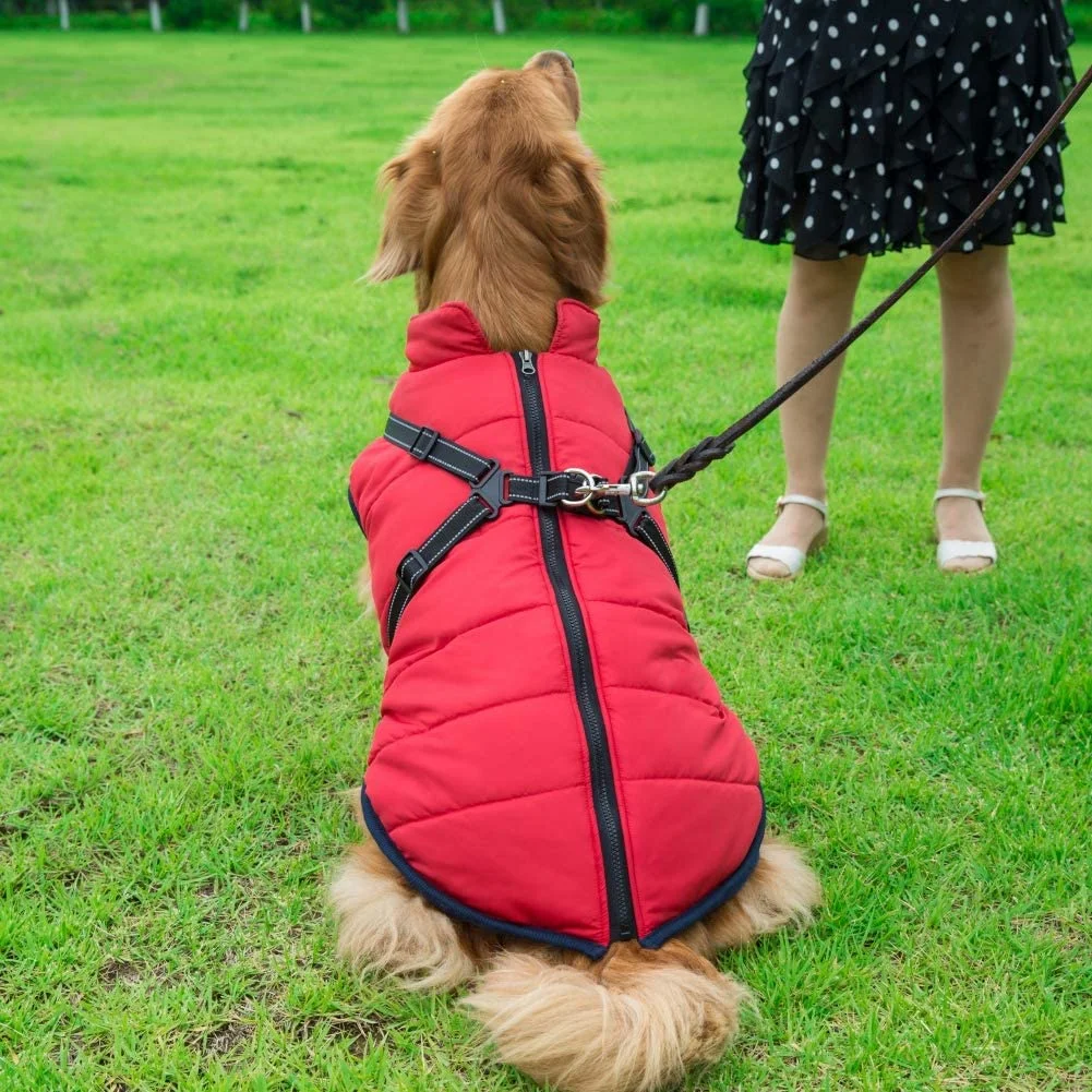 Dog Coat with Harness Winter Dog Coat Fleece Dog Jacket