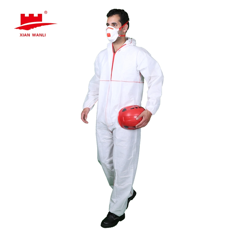 Hubei Wanli Xiantao Safety Medical Overalls PPE Tyvek Working Uniform Suit SMS Microporous Protective Disposable Coverall