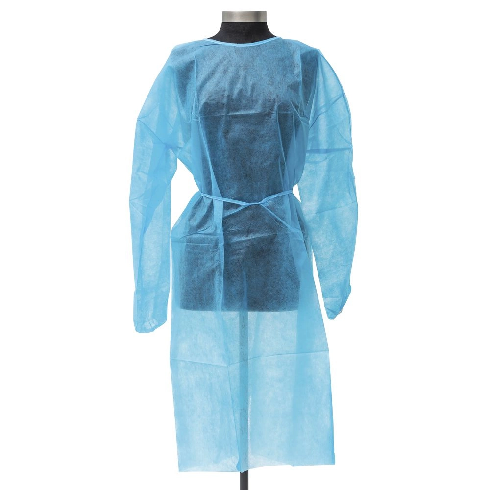Wholesale Disposable Isolation Gown 30GSM 45GSM 65GSM Waterproof Apron White/Blue Level 2