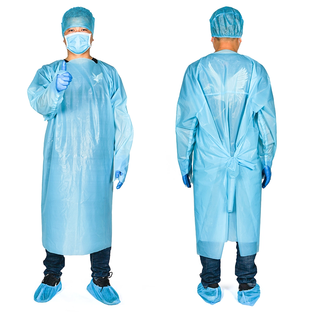 CPE Isolation Gown Disposable Aprons Wholesale Blue Gowns Protective Isolation Aprons Disposable CPE Aprons Isolation Gown