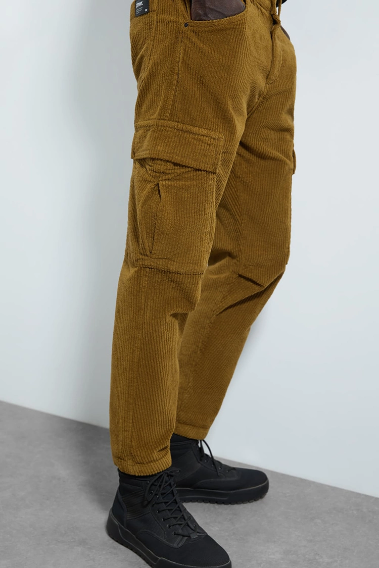 OEM Custom High Fashion Mens Corduroy Tapered Trousers Cargo Pocket Pants