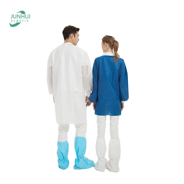 Comfortable Uniform Jacket Blue White SMS Lab Coat for Hospital