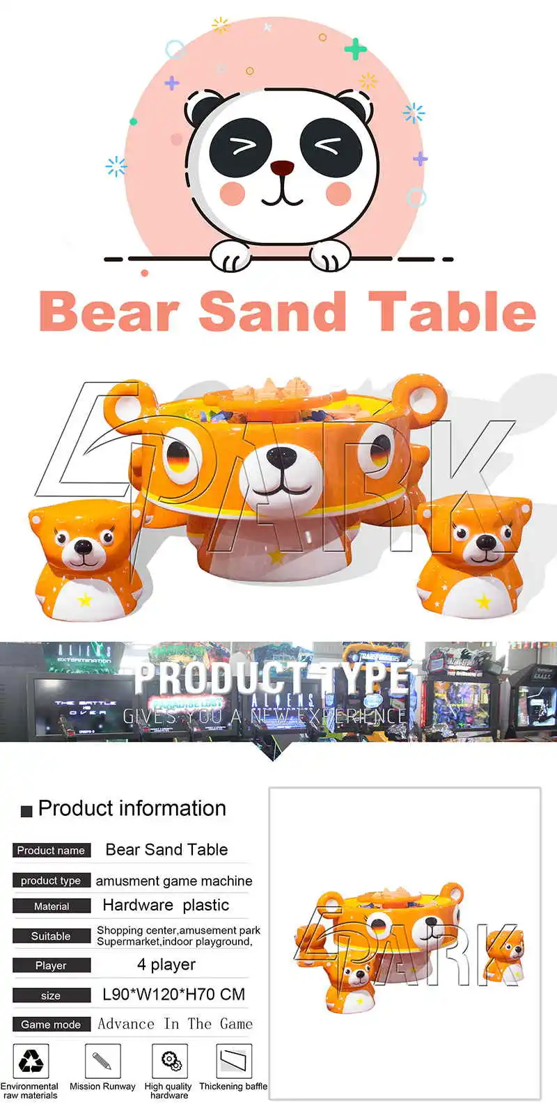 Cute Bear Sand Table Mini Painting Table for Children Strong Brain Puzzle Machine