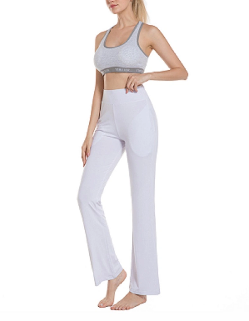 Yoga Pants Bootleg Pants Wide Leg Pants Stretch Pants with Side Pockets Sports Wear Esg16335
