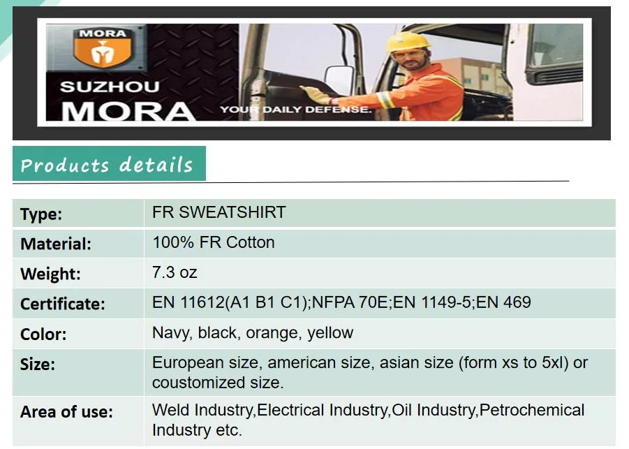 Workwear 100% Fr Cotton Flame Resistant Uniform Reflective Shirts with Collar