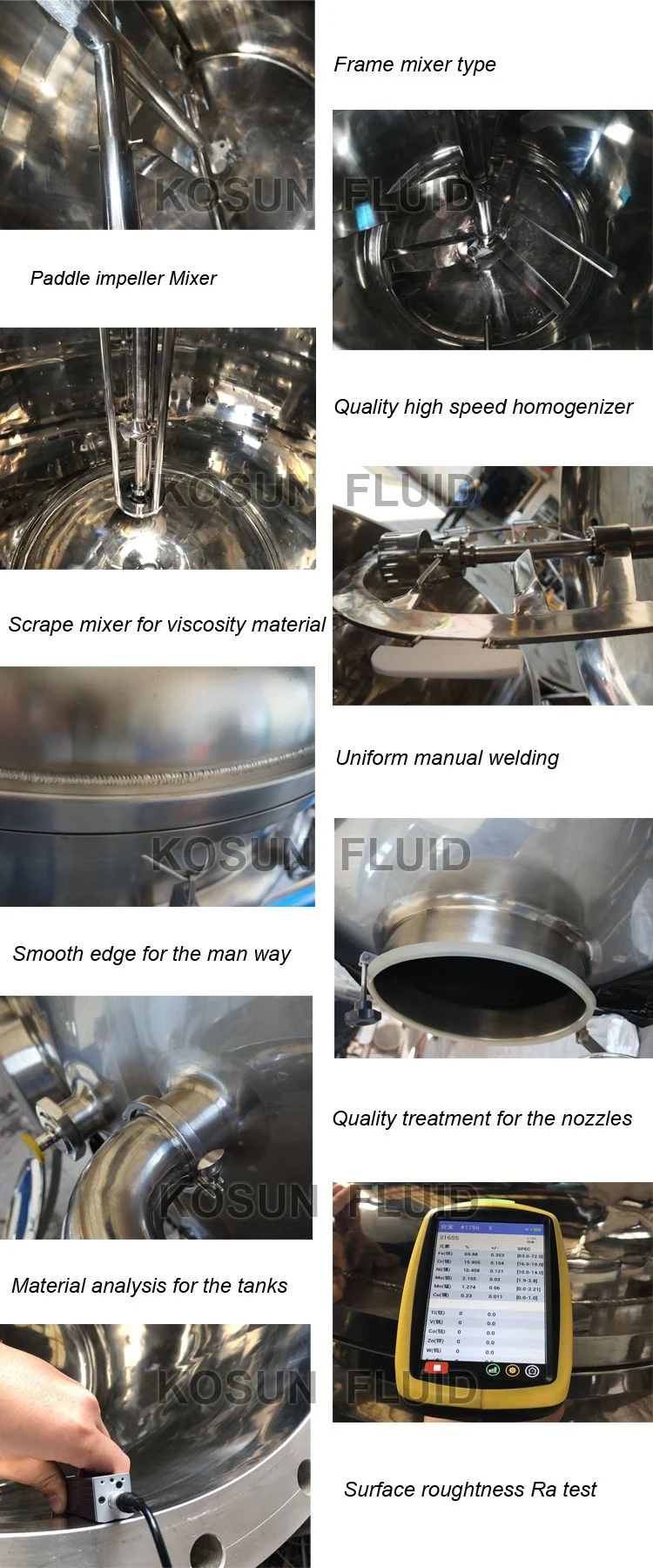Food Grade Stainless Steel 300 1000 Liter Industrial Electric Steam Oil Cooking Jacket Kettle / Cooker / Pot