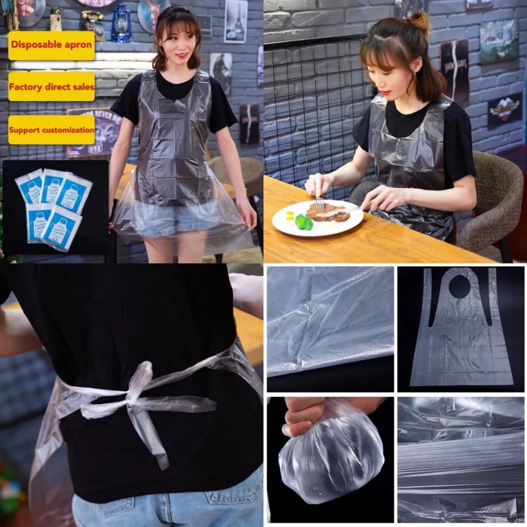 Transparent Clear Household Plastic PE Apron PVC Disposable Gloves Waterproof and Oilproof HDPE LDPE Disposable Apron