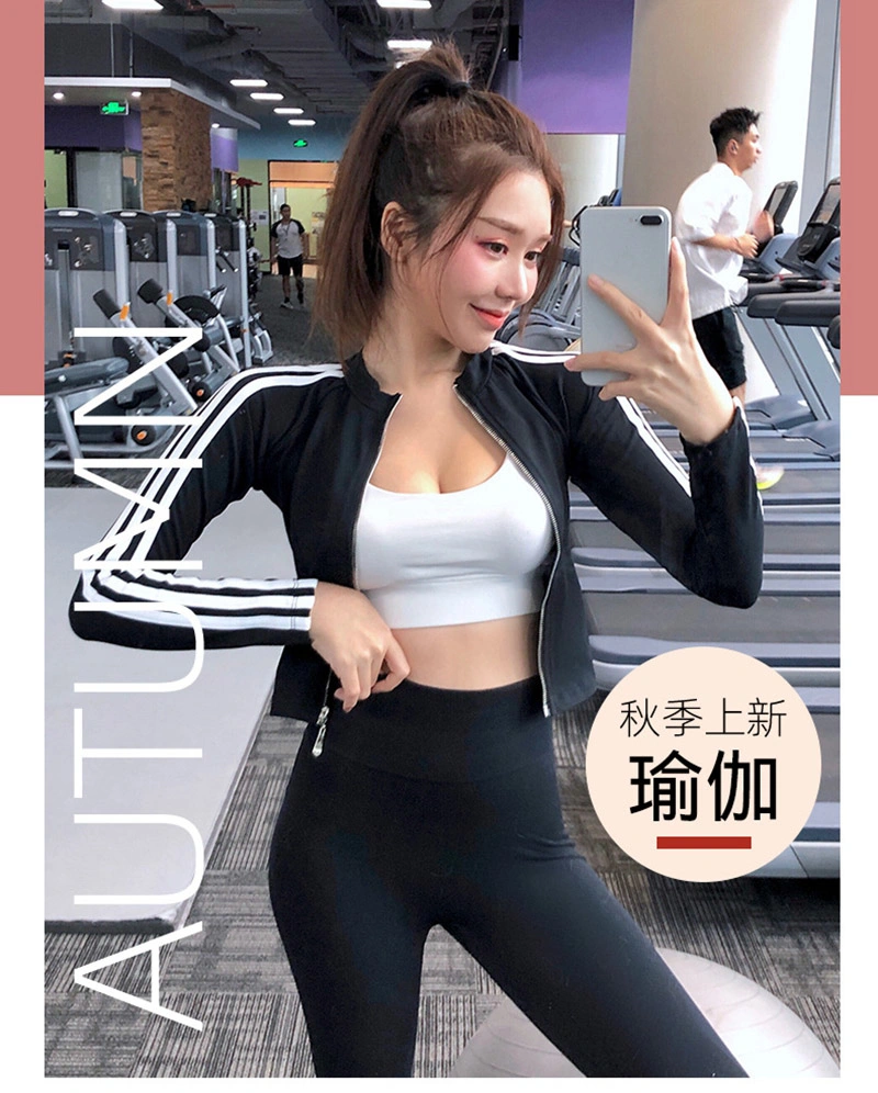 Stand-up Collar Slim Workout Clothes Women's Casual Running Tops Zipper Jackets Yoga Clothes Sports Jackets