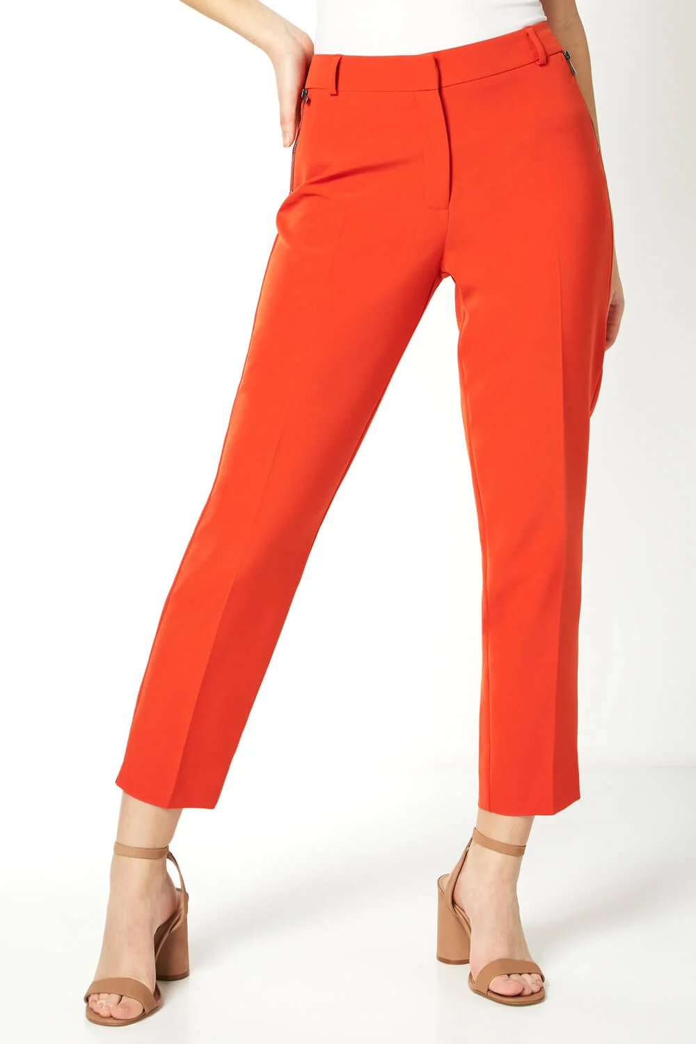 Straight Leg Zip Pocket Women Chino Trousers Straight Leg Fit Trousers Women Pants