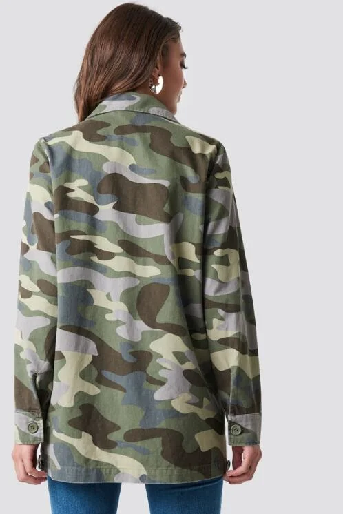 Long Camo Jacket Green Army Jacket Women Wild Wear 2020 Custom Logo Rtm-229