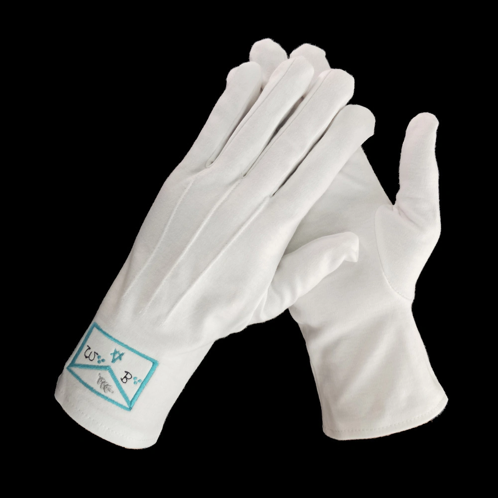 Freemason Apron Logo White Cotton Gloves for Masonic