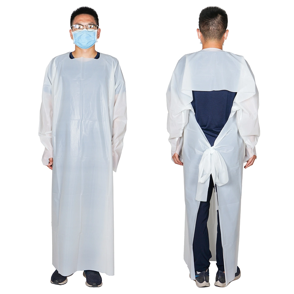 Disposable CPE Gowns Protective Clothing Waterproof Apron CPE Apron Anti-Bacterial Disposable Protective Aprons with Long Sleeves