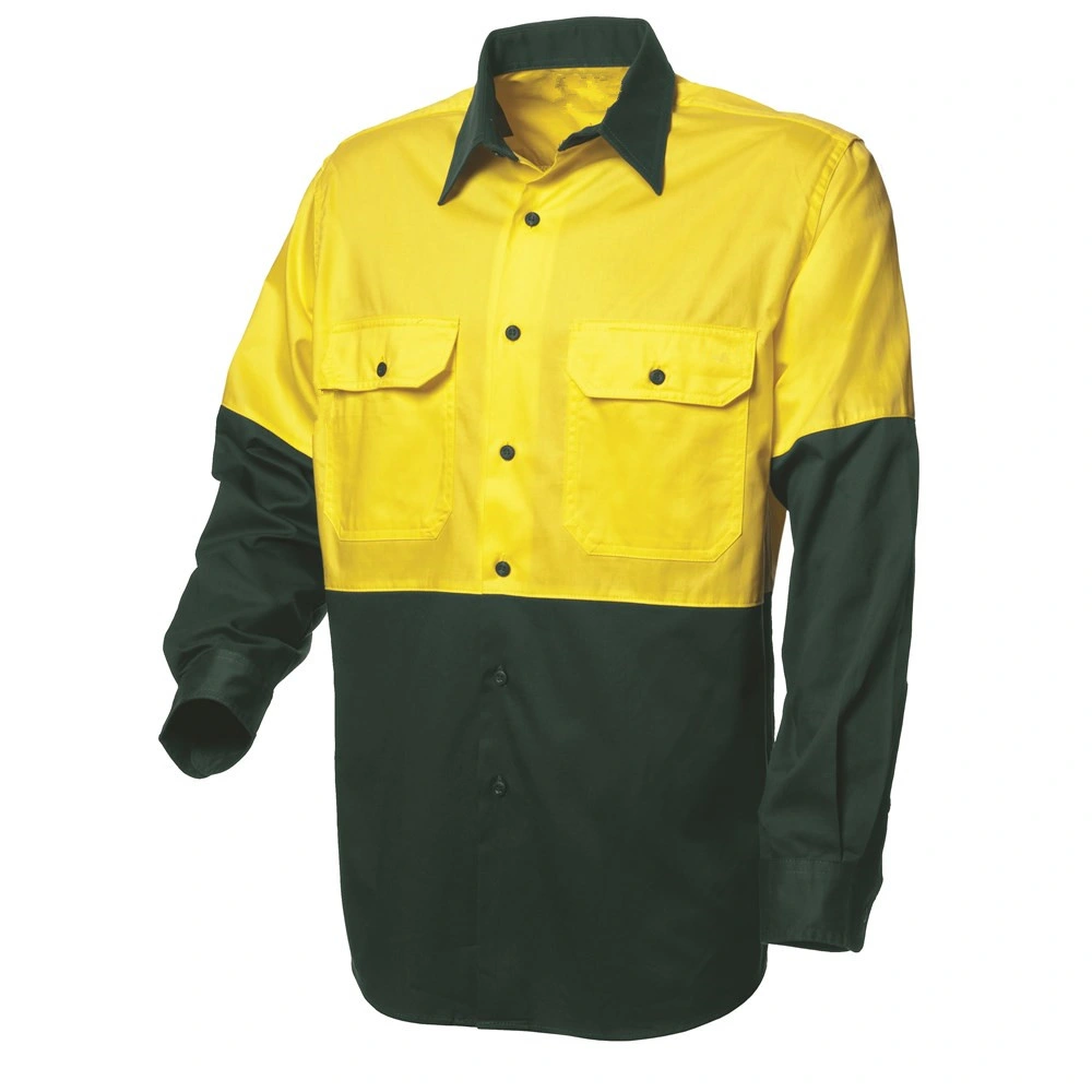 Mens Long Sleeve Workwear Safety Uniform Shirts with Buttons