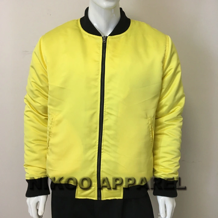 Fashion Custom Printed Logo Bomber Jacket Yellow Bomber Jacket with Cotton Padding