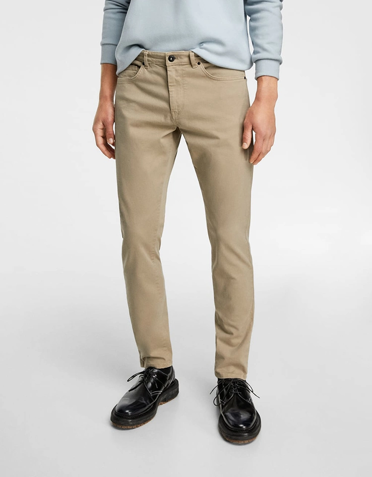Fashion Cotton Slim Fit Trousers Men's Colored Chinos