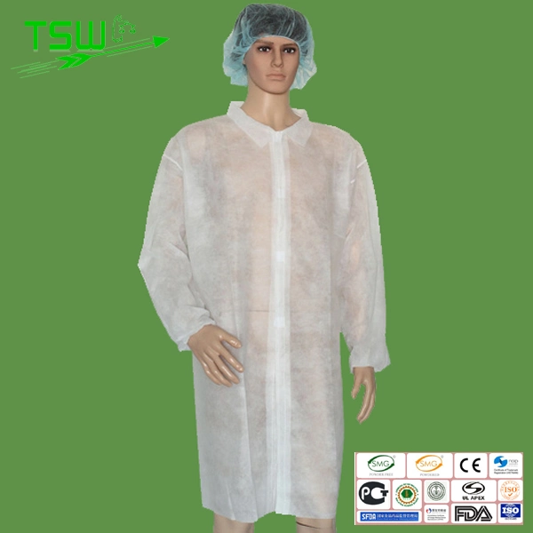 SMS Lab Coat PP Non Woven Lab Coat for Men Women Working Uniform with Pockets