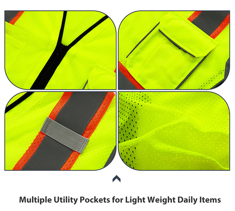 Hi-Viz Custom Logo Two Tone Work Vests Working Class 2 Construction Reflective Safety Vest