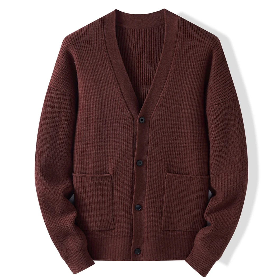 Men's Sweater V Neck Long Sleeve Cardigan Button Pocket Jacket