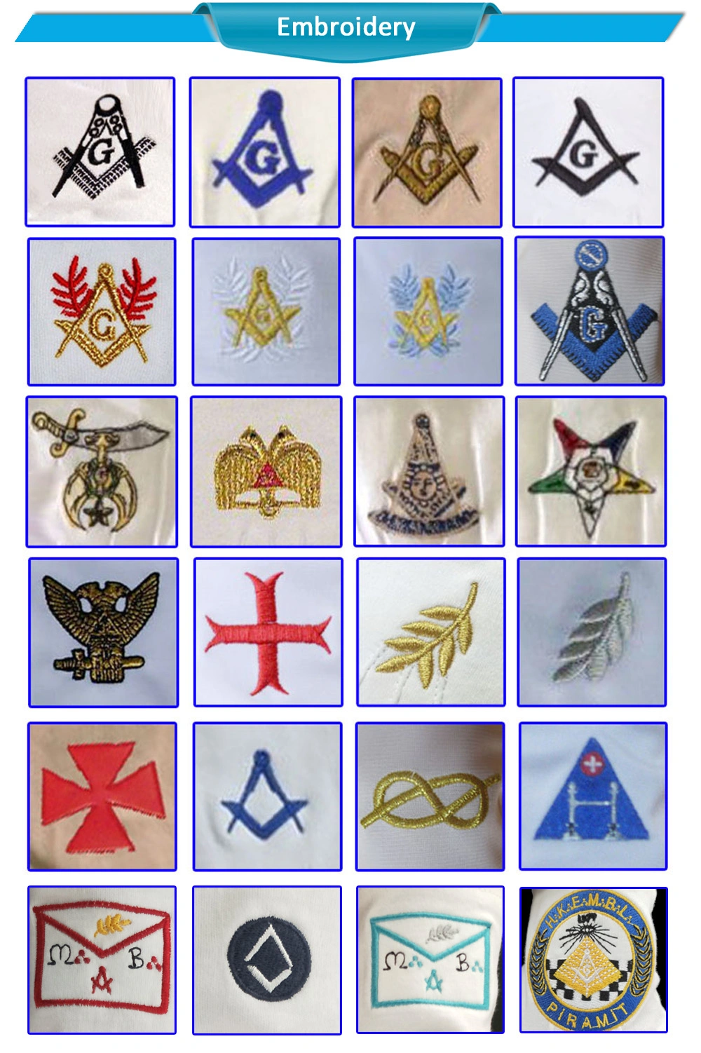 Freemason Apron Logo White Cotton Gloves for Masonic