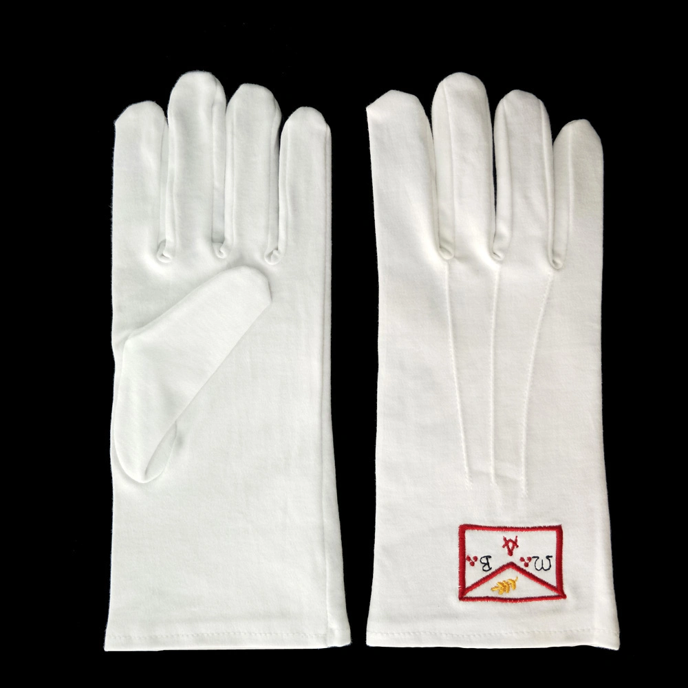 Freemason Red Apron Embroidery White Three Stitching Cotton Oliver Branch Glove