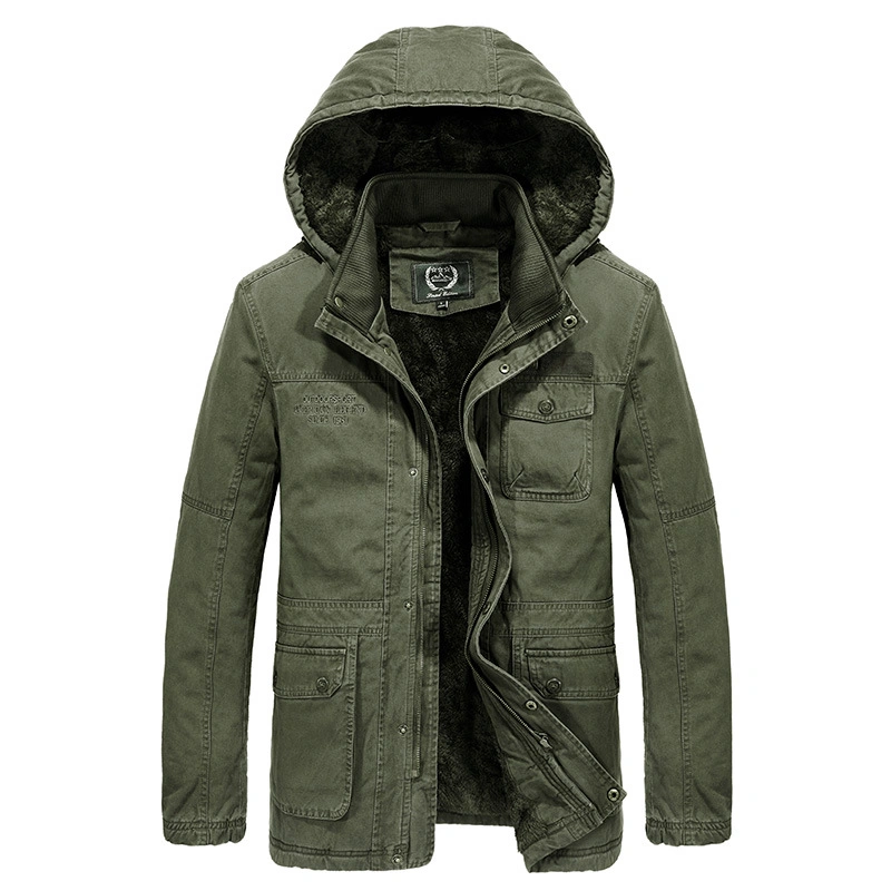 Winter Cotton Wash off Jacket Garment Dyed Men Jacket Detachable Hood Stone Wash Jacket