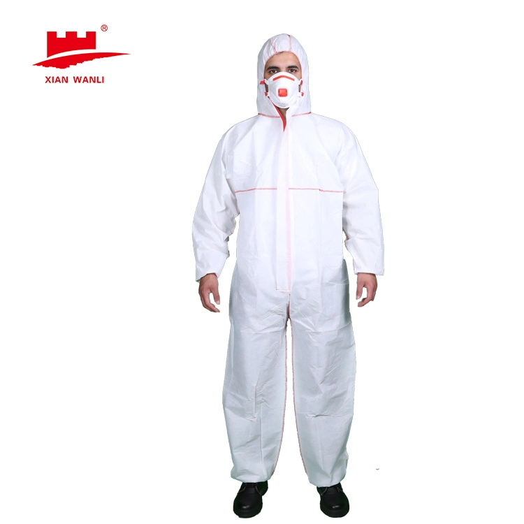 Hubei Wanli Xiantao Safety Medical Overalls PPE Tyvek Working Uniform Suit SMS Microporous Protective Disposable Coverall