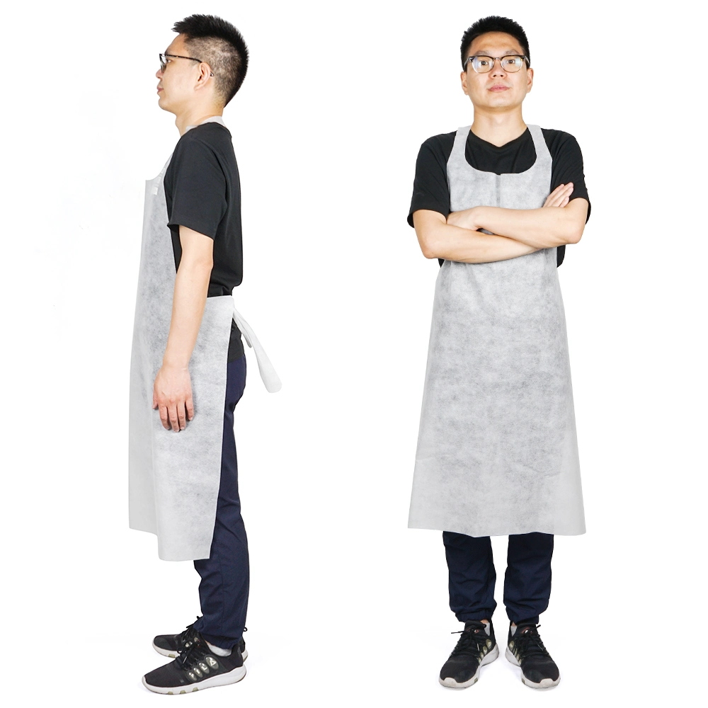 White Color PP Non-Woven Disposable Aprons Waterproof Disposable Isolation Gown Waterproof Sleeveless Protective PP Isolation Aprons