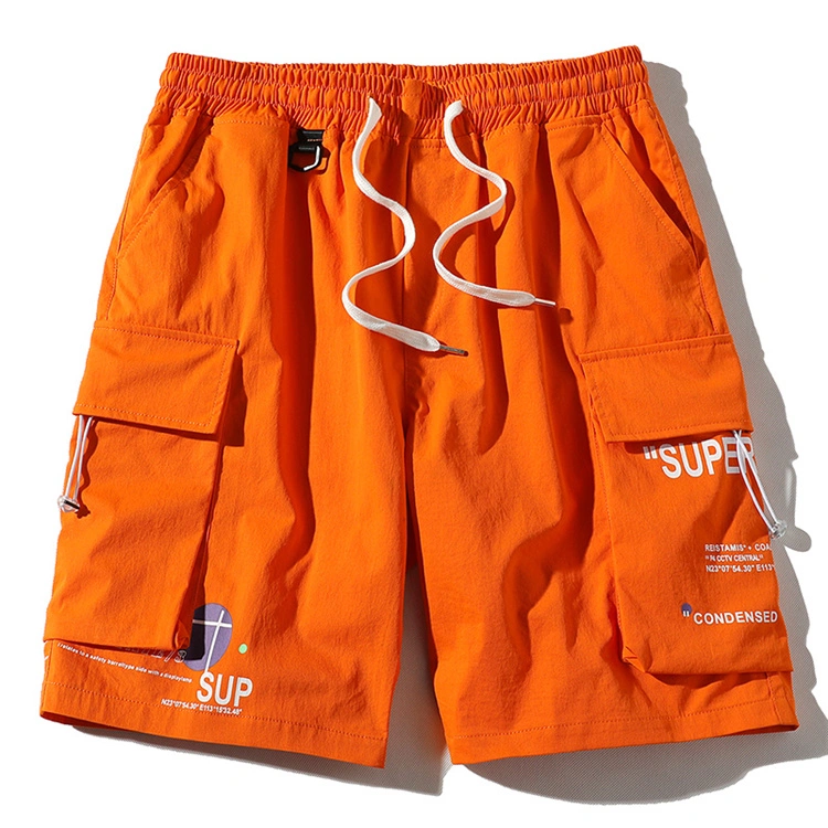2021 New Model Big Pocket Elastic Waist Half Short Colorful Shorts Men Shorts Cargo Clothes Shorts