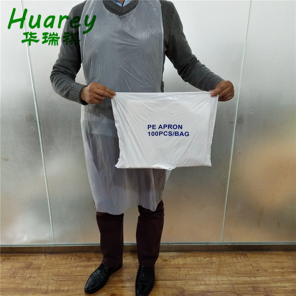 White Color Plastic PE Apron Protective Polyethylene Disposable PE Apron in Stock