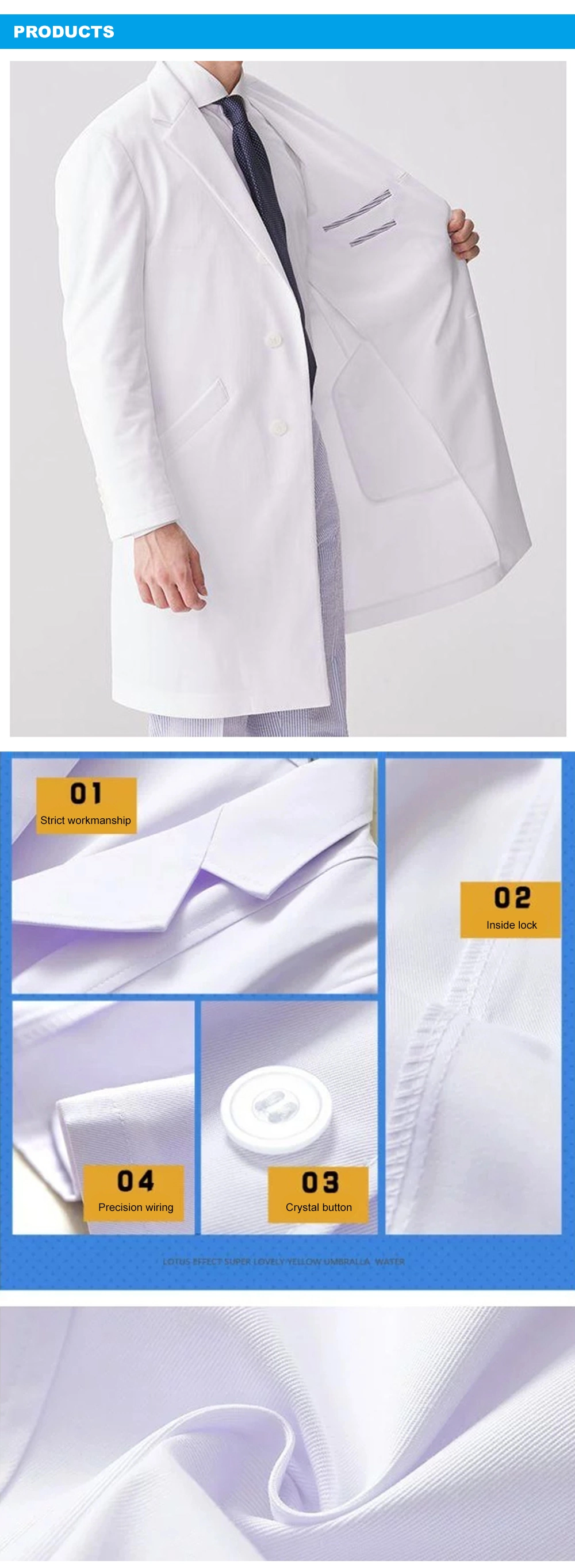 White Lab Coat Experimental Uniform Cotton White Workwear Food Factory Work Suit