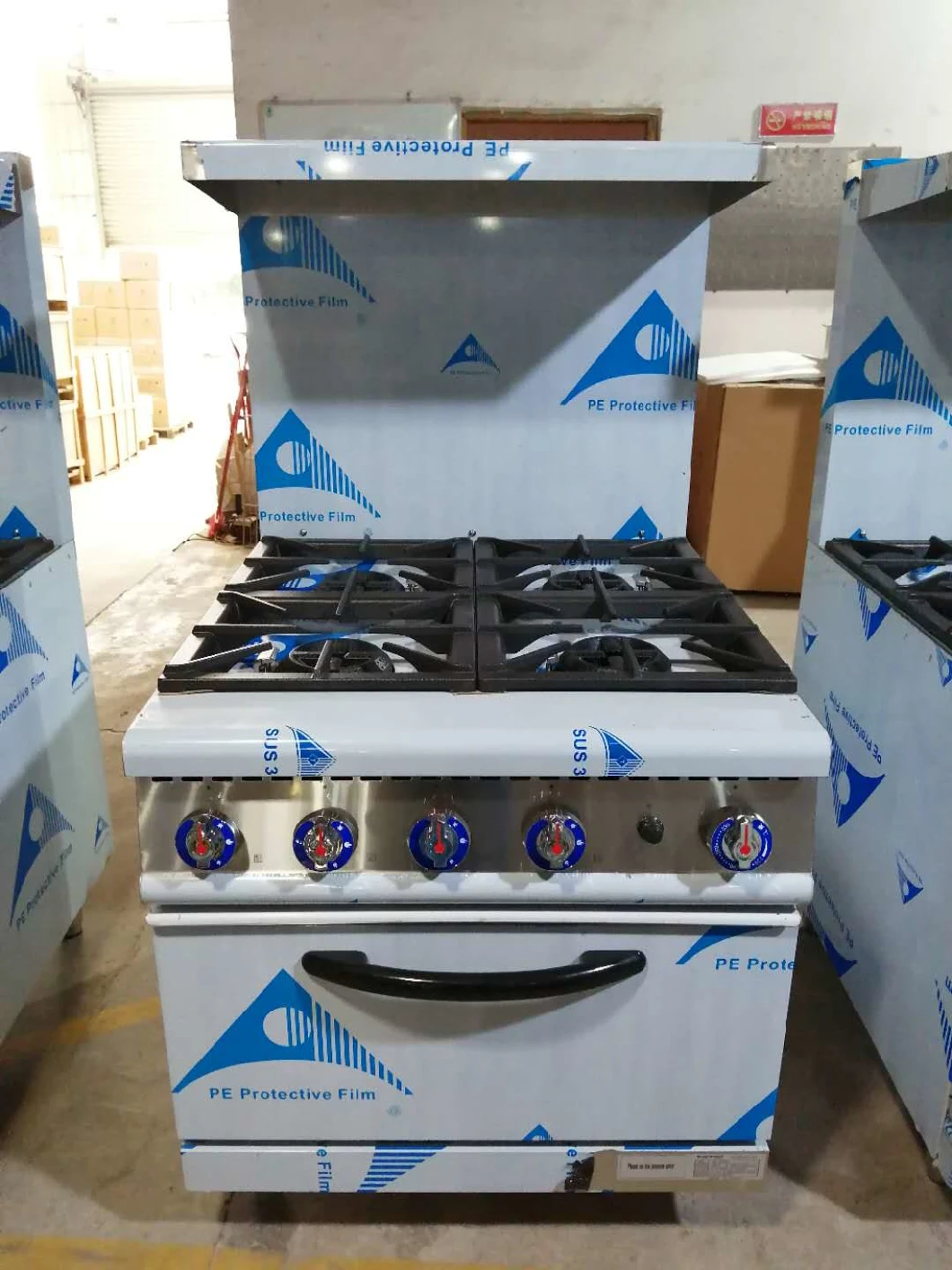 Industrial Restaurant Kitchen Use Gas Stove Cooking Range 4/6 Burner with Gas Oven