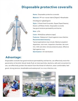 Medical Safety Suit PPE Non Woven Disposable Medical Protection Suit Isolation Gown Overalls