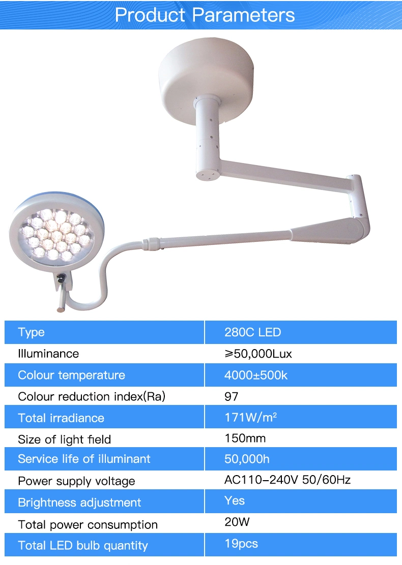 Single Ceiling Shadowless Medical Examination Operation Lamp LED Operation Light (280C LED)