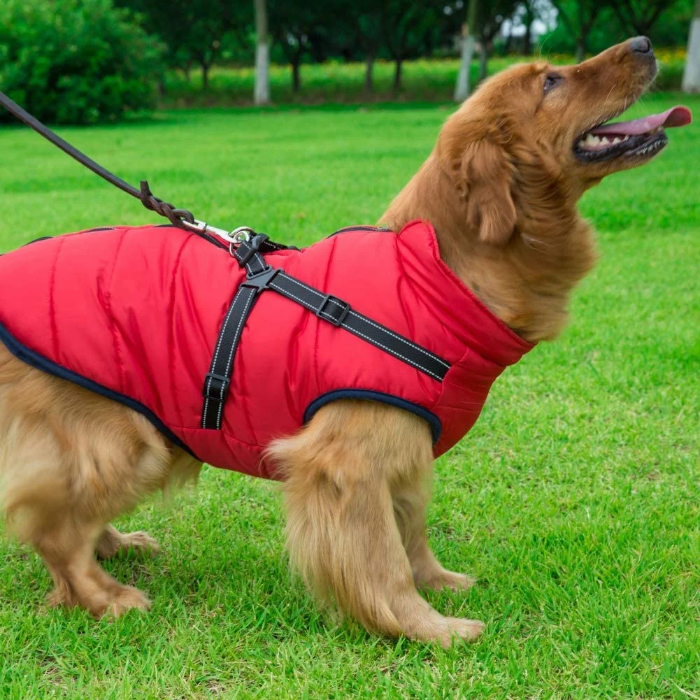 Dog Coat with Harness Winter Dog Coat Fleece Dog Jacket