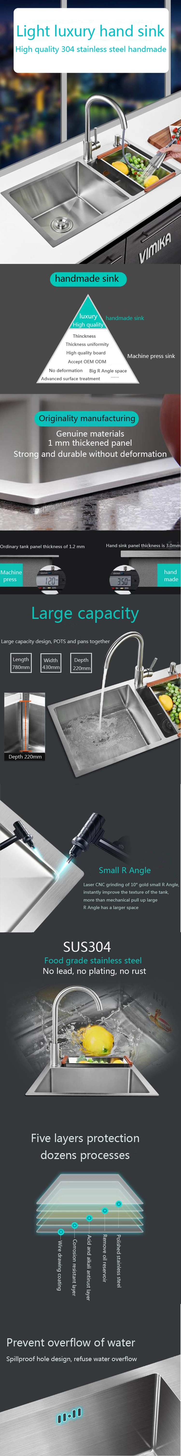 Special Promotions Stainless Steel Kitchen Sink Faucet Apron Sink Handmade Sink Bathroom Kitchen Accessories