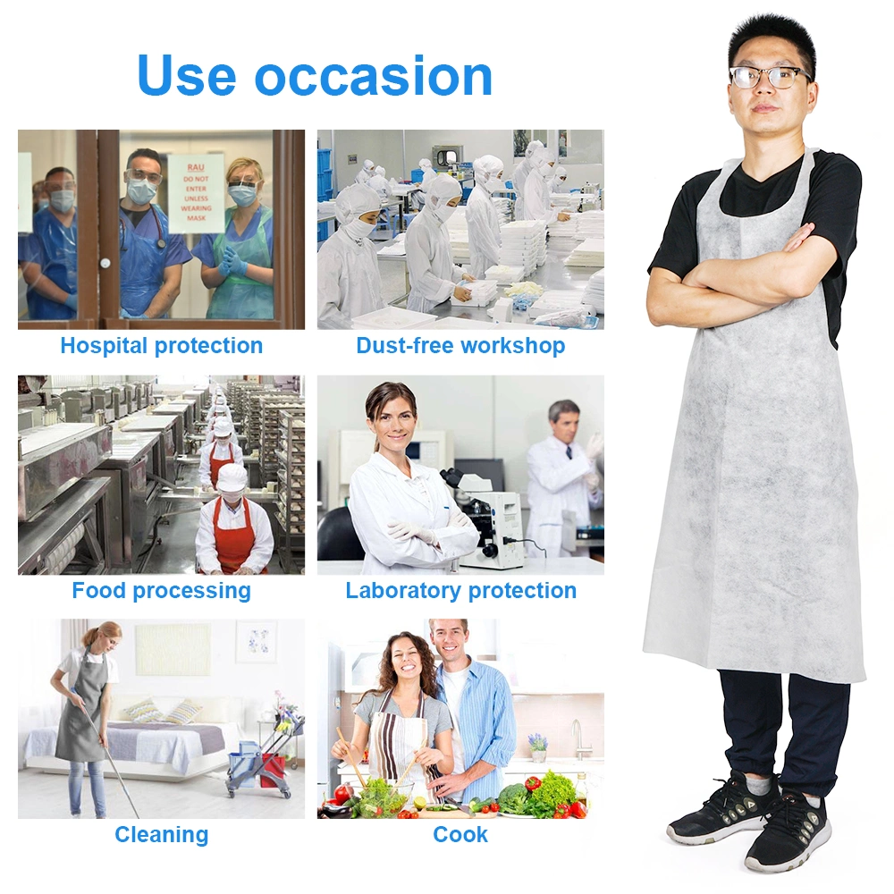 Non Woven Cheap Protective PP Disposable Hospital Apron Disposable PP Apron Sleeveless Protective Non Woven Disposable PP Apron Eco-Friendly Waterproof Apron