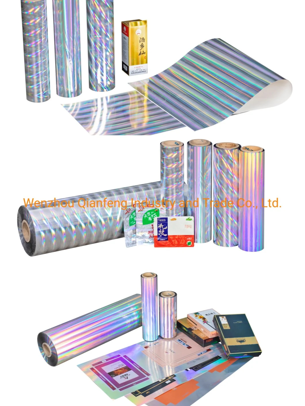 Custom Transparent Holographic Film Gift Wrap Laser Film for Package Industry