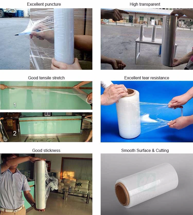 Casting Wrap/ Shrink Packing Plastic Transparent PE Handle Mini Roll Polyethylene Stretch Film Suppliers