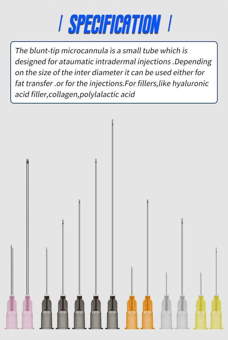 Wholesale Price Medical Sterile Syringe Needle Blunt Micro Types of Cannula Filler