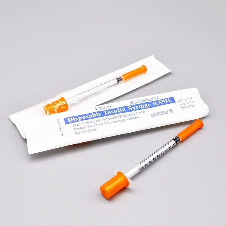 Disposable Ce FDA Factory 0.3ml/0.5ml/1ml Insulin Syringe with Fixed Needle