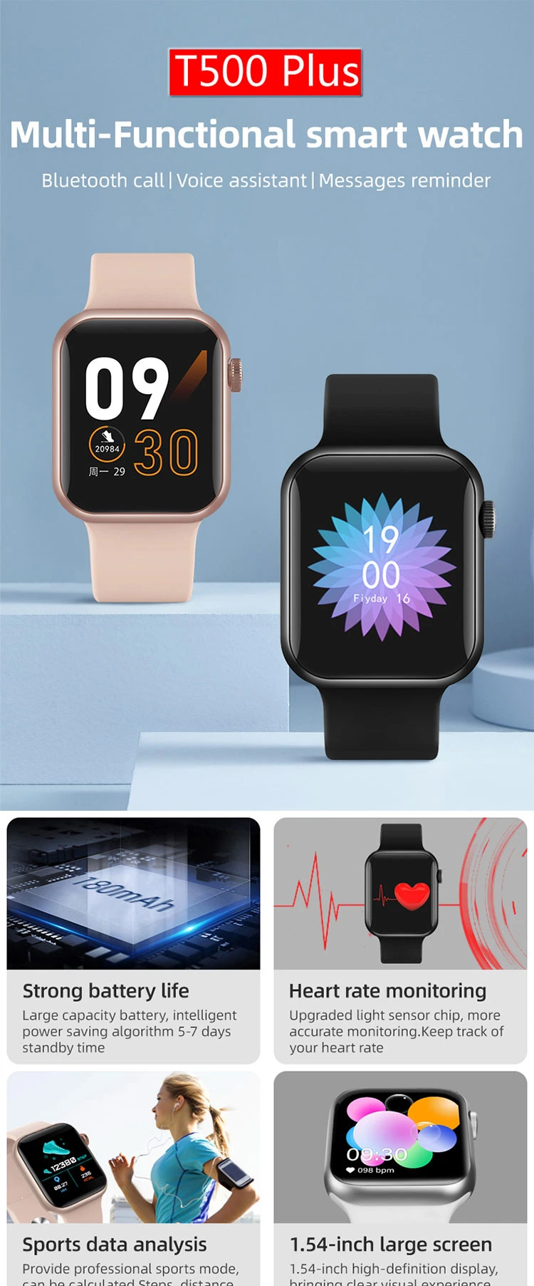 Smart Watch with Blood Pressure and Heart Rate Body Temperature