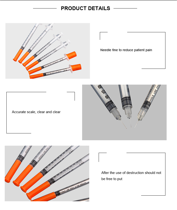 Orange Color Ultra Fine Needle 30g Insulin Syringe