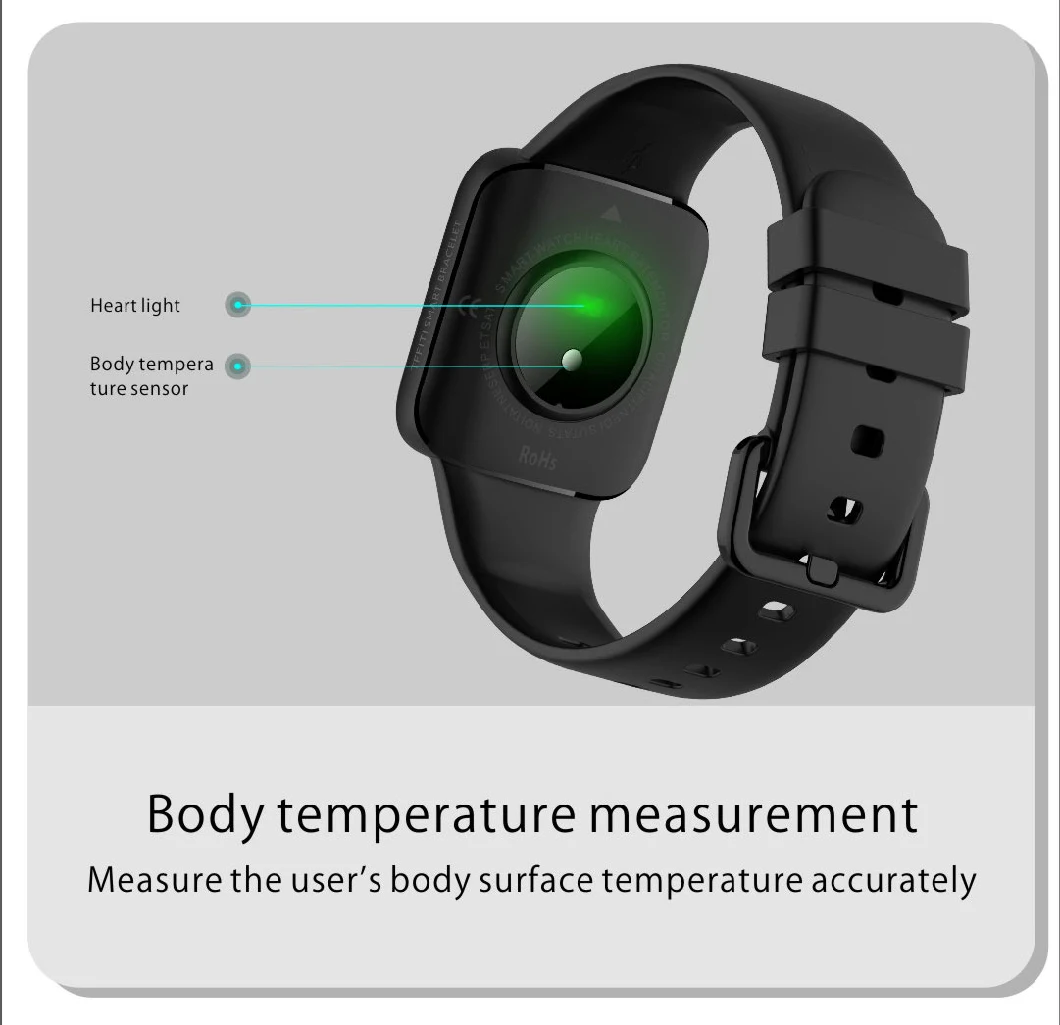 Body Temperaure Measure Watch with Blood Pressure Blood Oxygen Heart Rate Monitor Message Push