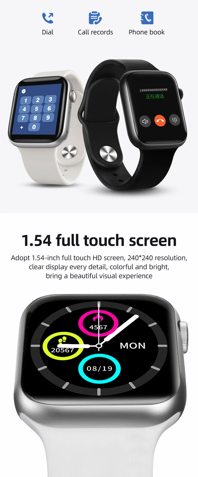 Smart Watch with Blood Pressure and Heart Rate Body Temperature
